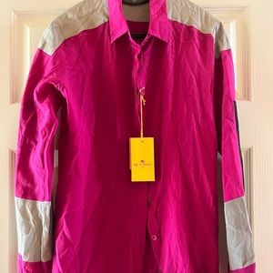 NEW! ETRO Silk Color Block Button Down Blouse, Size 42